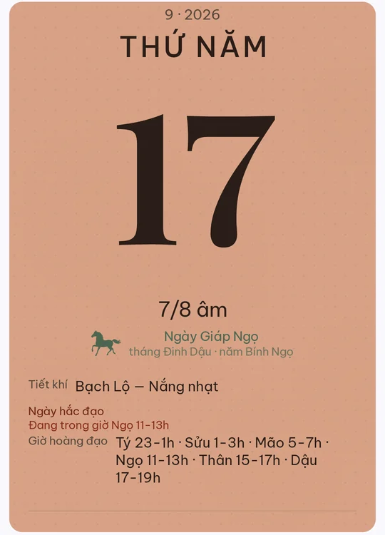 Tờ lịch với giao diện Gạch nung