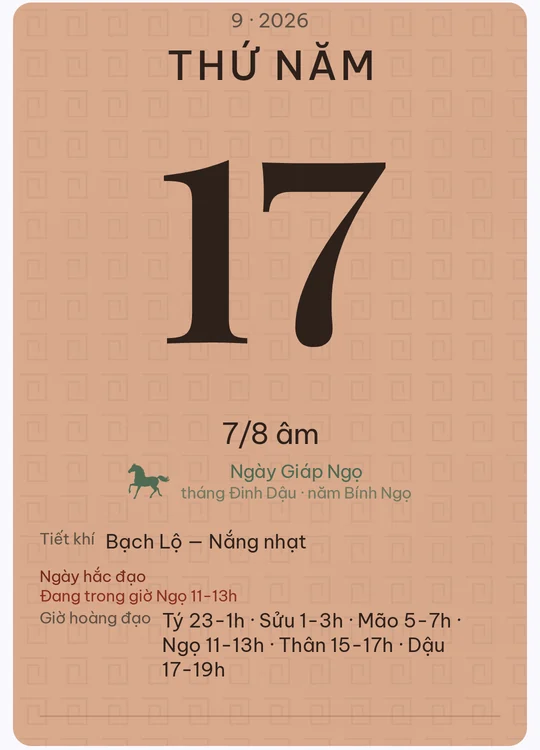 Tờ lịch với giao diện Ngói âm dương